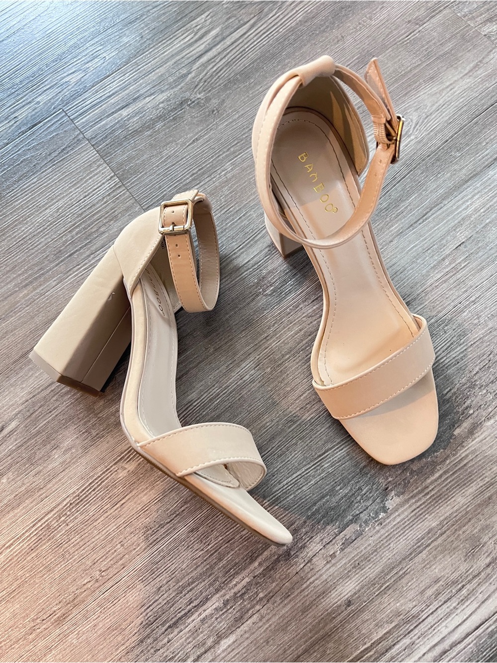 Nude/Beige Square Toe Heels